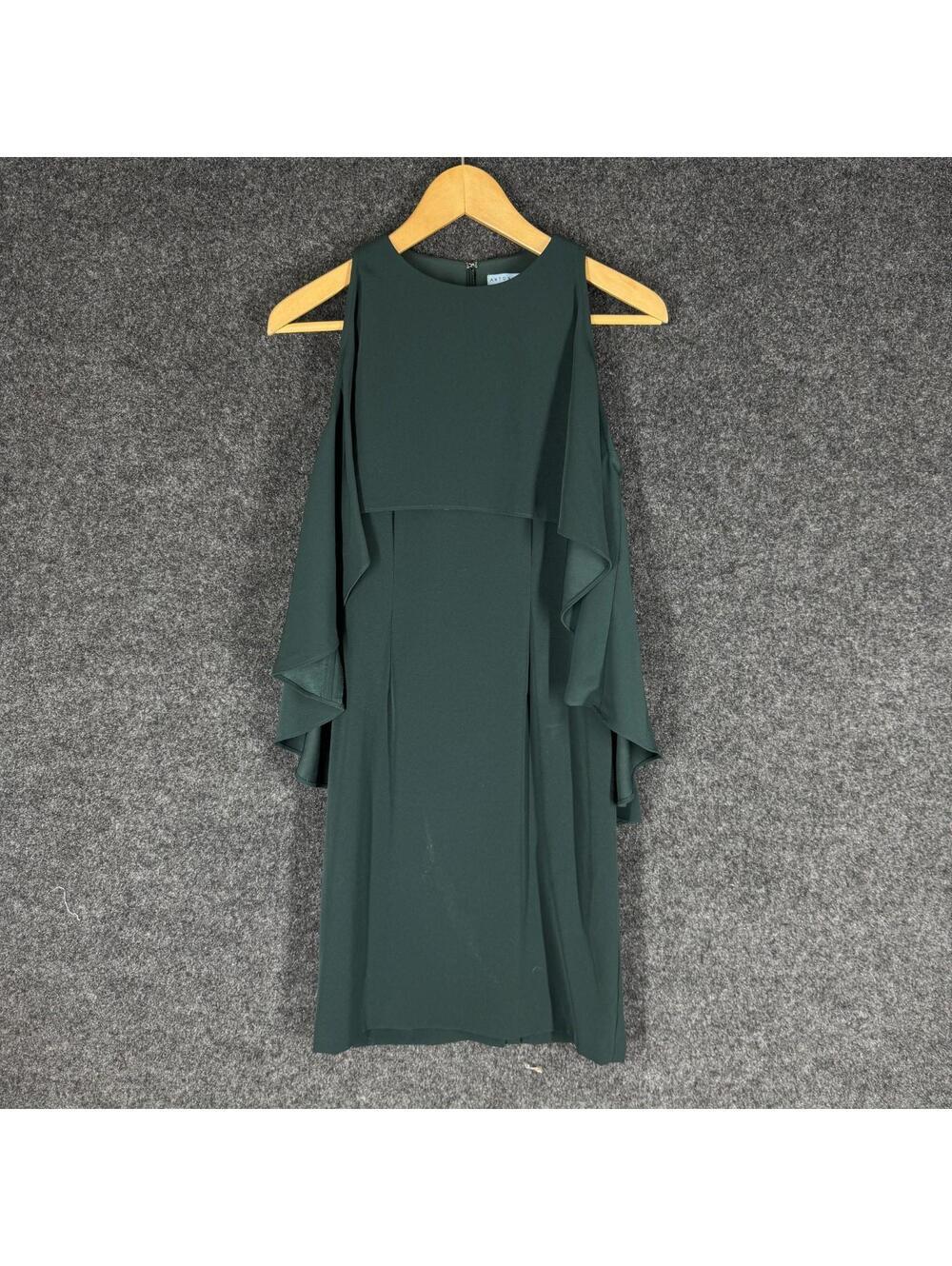 Antonio Melani Dress Women 2 Green Shift Midi Zipper Lined Sleeveless Casual